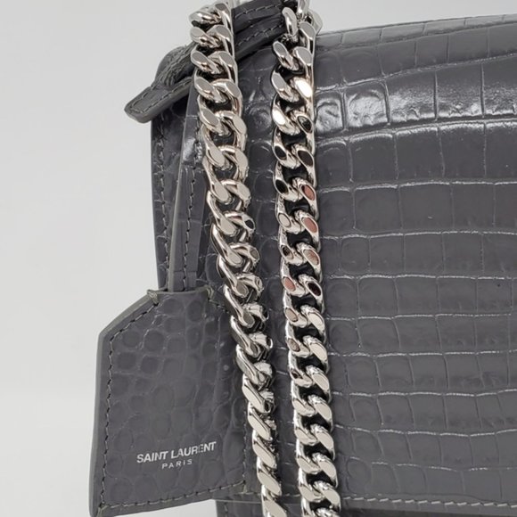 YSL SUNSET Medium Croc Crossbody Brand New - Picture 10 of 13